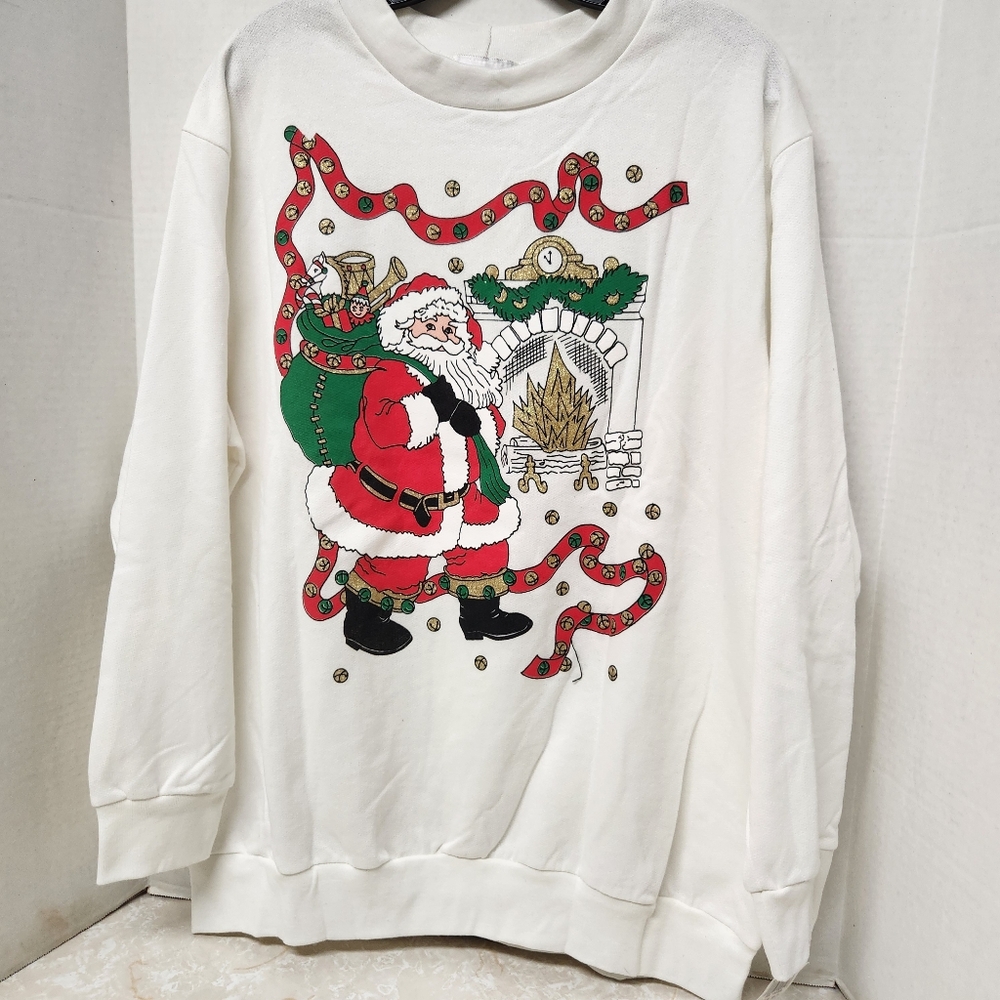 Vintage Christmas Sweatshirt Santa Holiday Jenna Lane Sz 22 New Grandma Retro